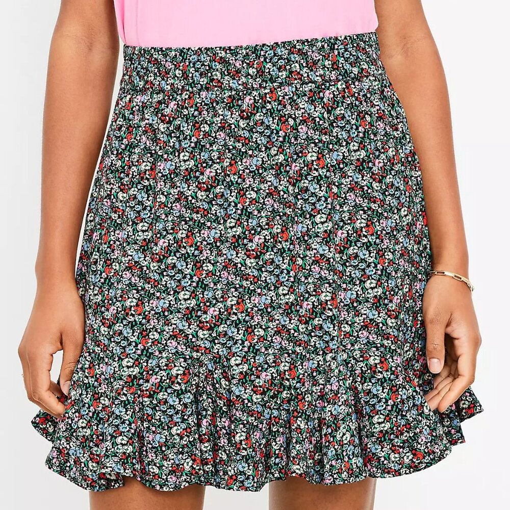 Ann Taylor Loft Spring Bloom Flounce Skirt Medium Petite